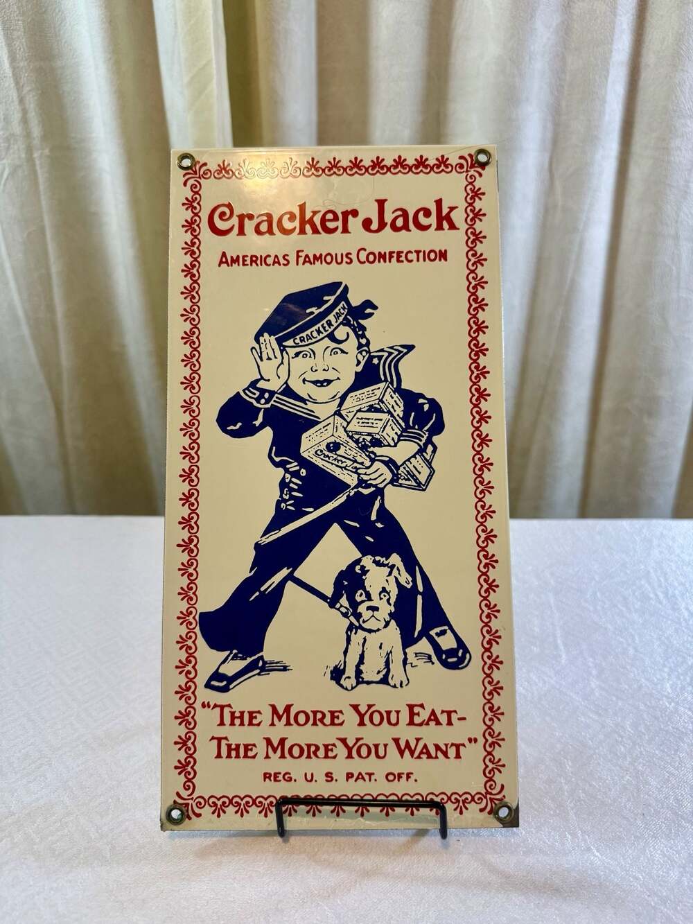 Ande Rooney Cracker Jack Porcelain Enamel Advertising Sign